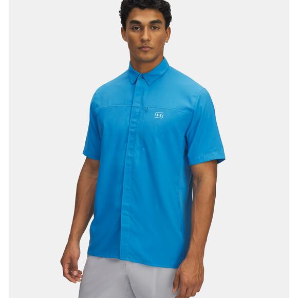 Under Armour Shorebreak Hybrid Woven Short-Sleeve Button-Down Shirt for Men - Picture 1 of 3